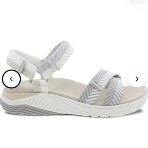 Dansko Racquel Webbing Water Friendly Sandal, Beige And White, Euro 37, US 6.5